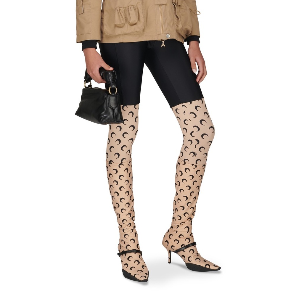 Marine Serre Beige and Black Heeled Boots